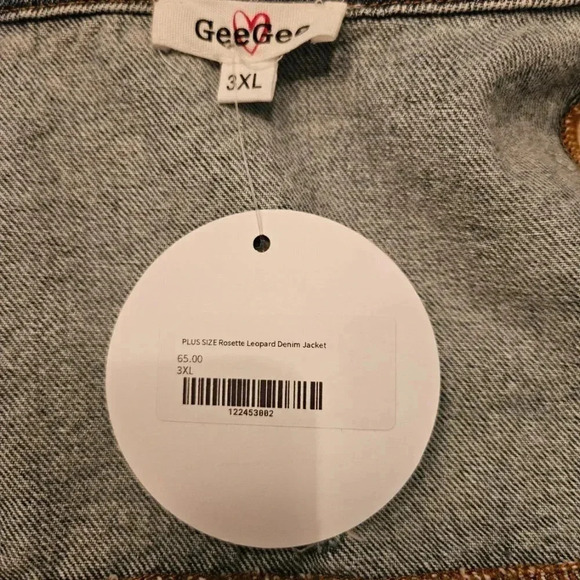 Unique Plus Size Oversized Animal Print Distressed Blue Denim Crop Jacket - NWT - Picture 12 of 14